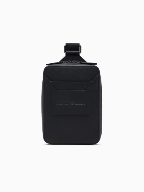 EMPORIO ARMANI TUMBLED-LEATHER, ONE-SHOULDER MINI BACKPACK