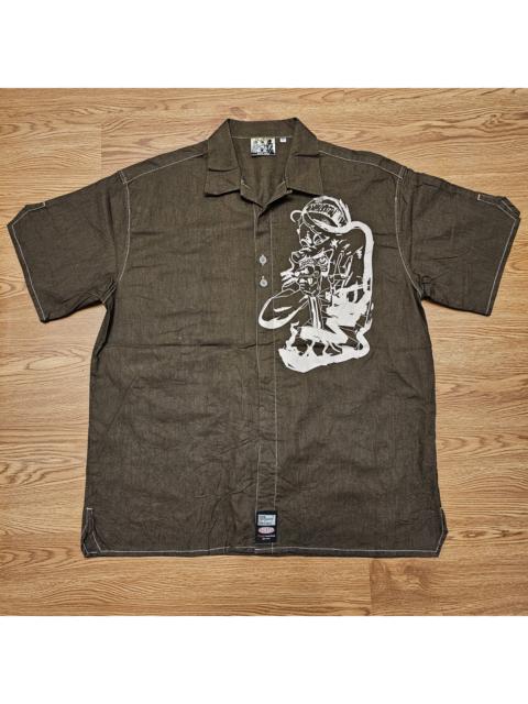 Other Designers JNCO - Vtg Y2K Conart Dope Shit Linen Contrast Stitch Button Shirt