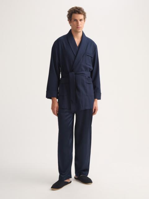 Derek Rose Men's Smoking Jacket Westminster 2 Wool Navy