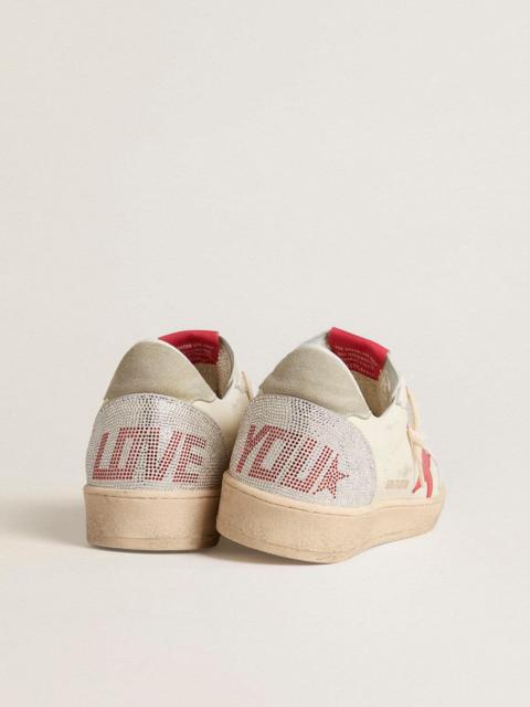 Golden Goose Valentine’s Day Women’s Ball Star with red leather star and red Swarovski lettering