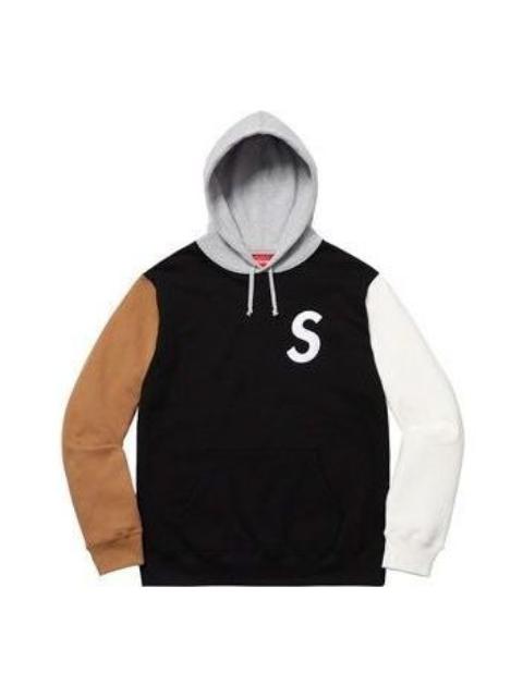 Supreme Supreme S Logo Colorblocked Hooded Sweatshirt 'Black Brown White' SUP-SS19-308