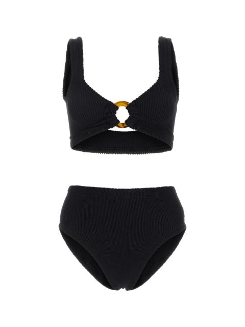 Hunza G Black stretch nylon Nadine bikini
