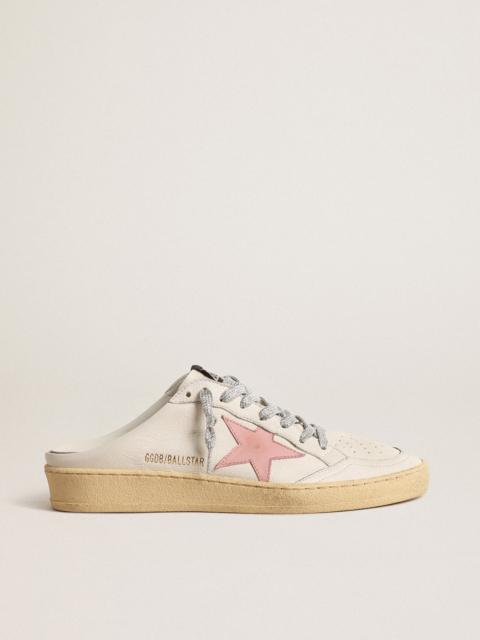 Golden Goose Ball Star Sabots in white nappa with an old-rose leather star