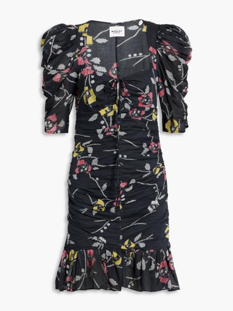 Isabel Marant Étoile Galdino ruched printed cotton-voile mini dress