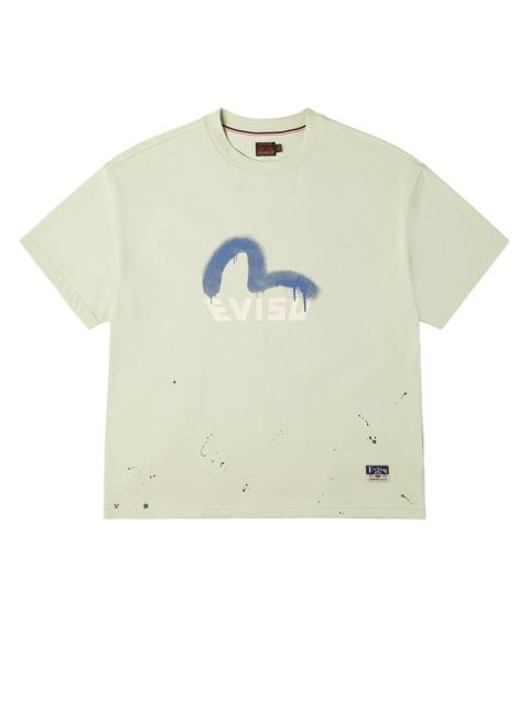 EVISU Graffiti-Style Seagull and Logo Print Relax Fit T-Shirt