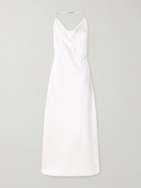 Stella McCartney Crystal-embellished Satin-crepe Halterneck Gown