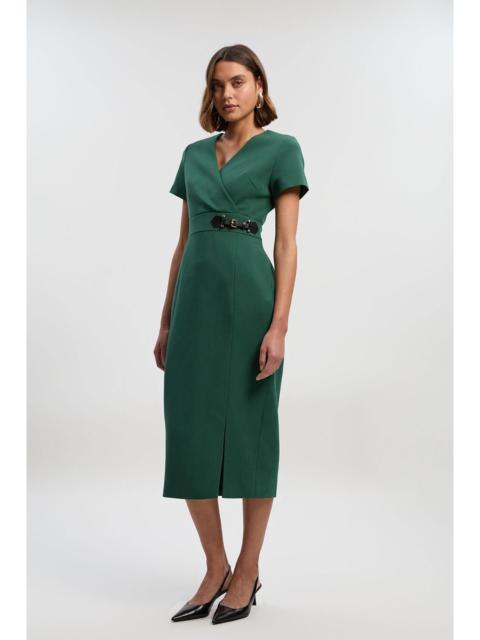KAREN MILLEN Compact Essential Tab Waist Midi Dress