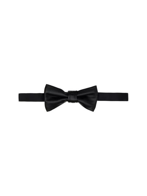 ERNEST W. BAKER Black Leather Bow Tie