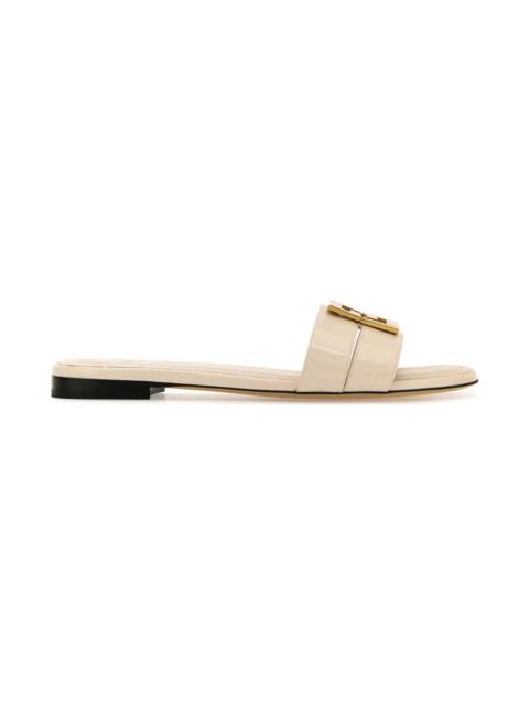 Ivory Leather Baguette Slippers