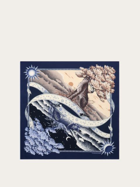 FERRAGAMO Day & Night print silk foulard
