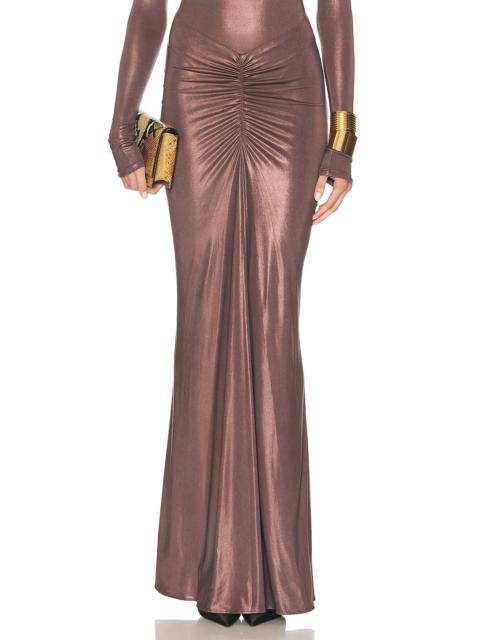 LAPOINTE Coated Jersey Ruched Maxi Skirt