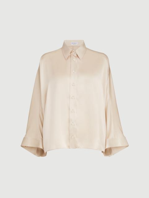 Brunello Cucinelli Stretch silk satin shirt with monili