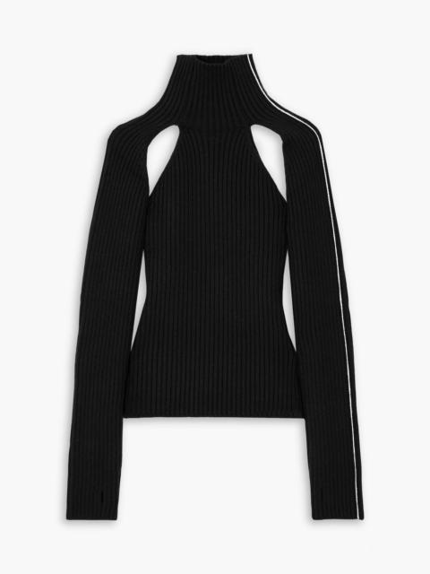 PETER DO Raglan cutout ribbed wool sweater
