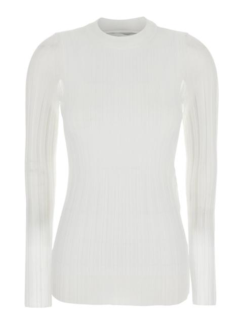 Sportmax Sportmax Women White T-Shirt With Round Neck And Long Sleeves In Tech Fabric Stretch Woman