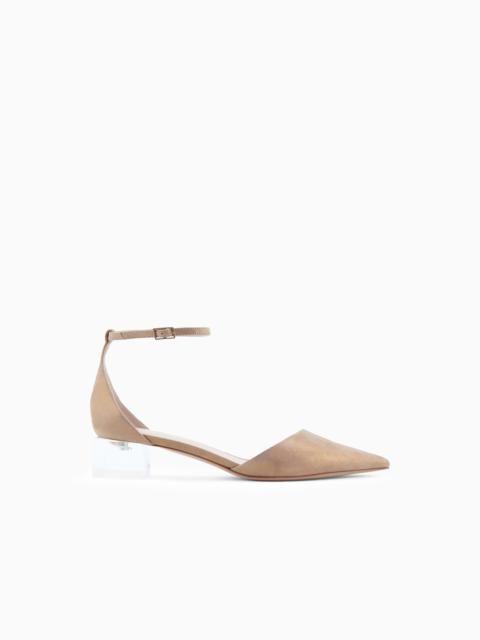 GIORGIO ARMANI Laminated suede d'Orsay court shoes