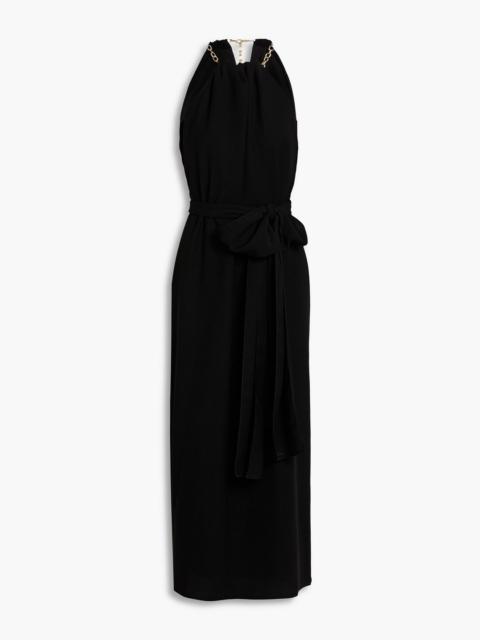 CAROLINA HERRERA Chain-embellished crepe maxi dress