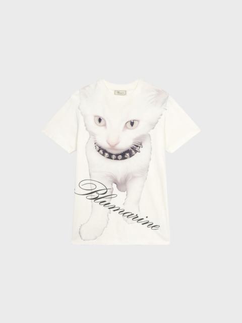Blumarine JERSEY T-SHIRT WITH KITTEN PRINT AND LOGO