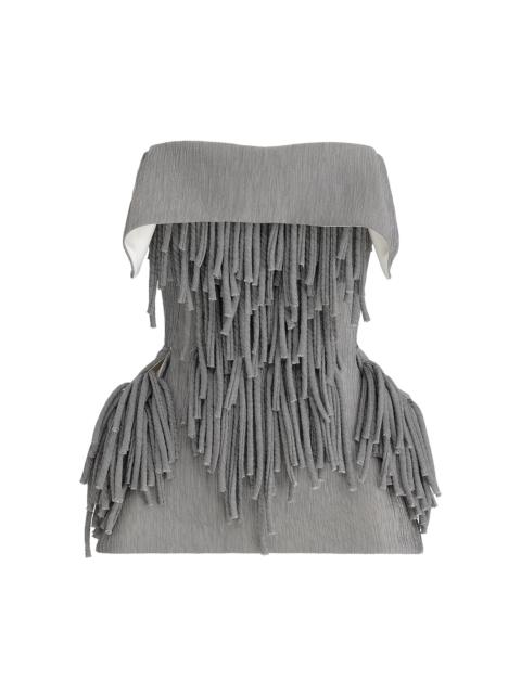 MATICEVSKI Fringe Utility Strapless Peplum Top grey