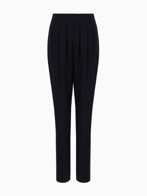 EMPORIO ARMANI Darted, high-waisted trousers in techno cady