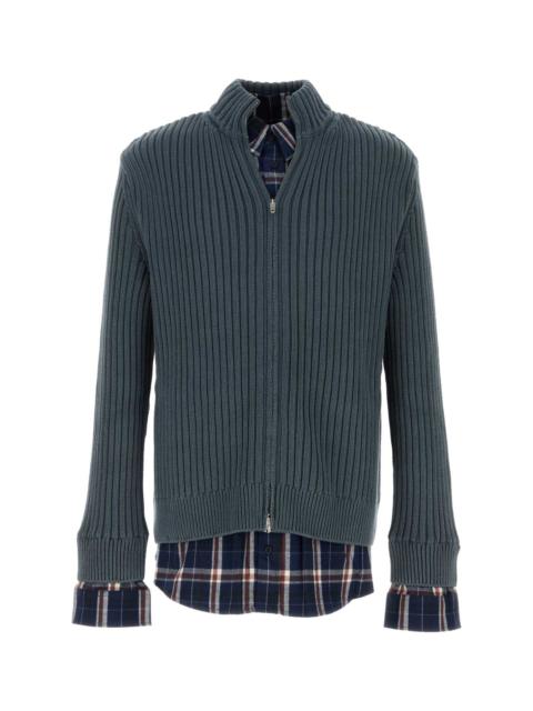 BALENCIAGA Balenciaga Men Petrol Blue Cotton Cardigan