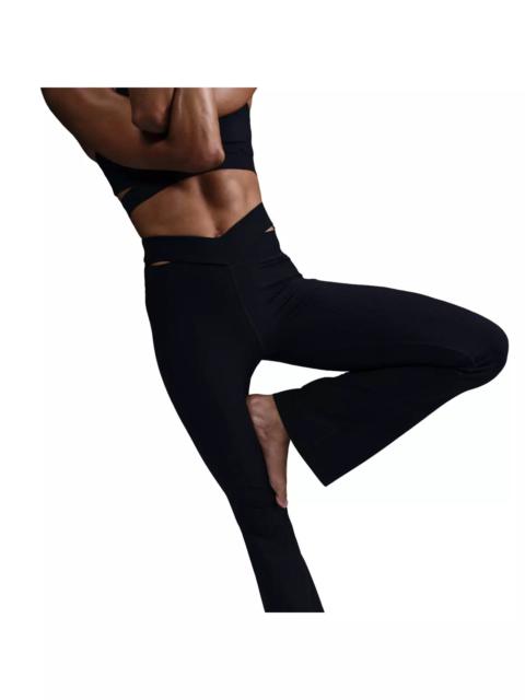 Nike Women's Zenvy Rib Gentle-Support High-Waisted Flared Leggings-Black