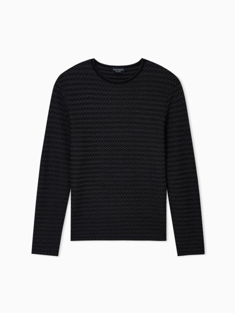EMPORIO ARMANI ICON VIRGIN-WOOL JUMPER WITH A TWO-TONE CHEVRON MOTIF