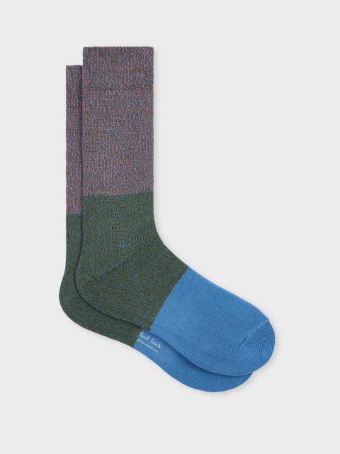 Paul Smith Light Blue Block Stripe Twisted Yarn Socks