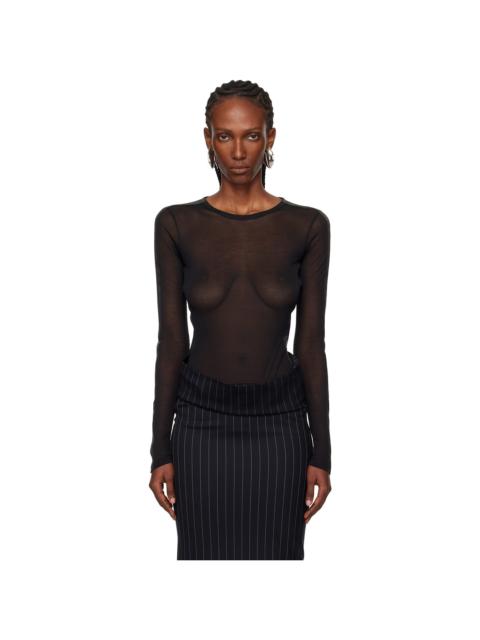 MUGLER Black Tuxedo Bodysuit