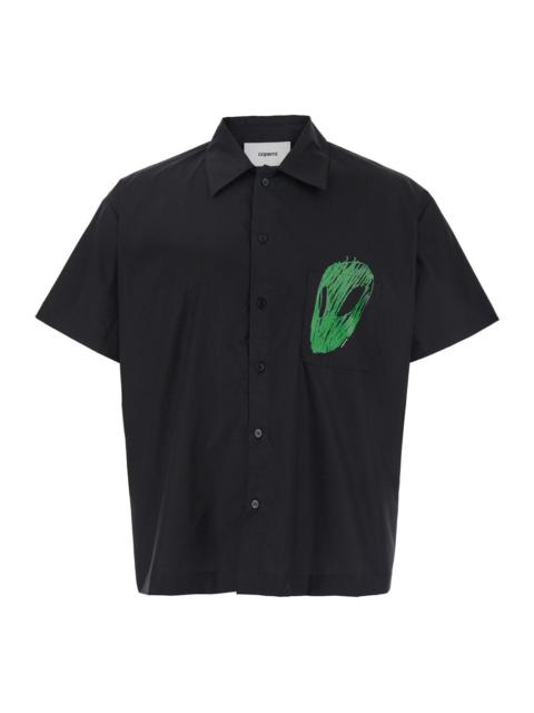 Other Designers Coperni Men Black Shirt With Classic Collar And Print On The Front In Cotton Man