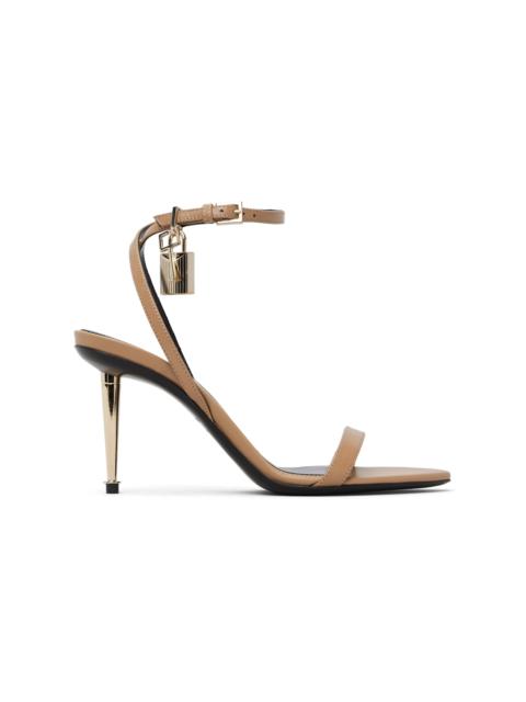 TOM FORD Beige Shiny Padlock Pointy Naked Heeled Sandals