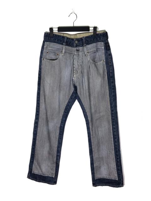 Other Designers Distressed Denim - japanese brand Patch Work Hickory Striped Denim Jeans