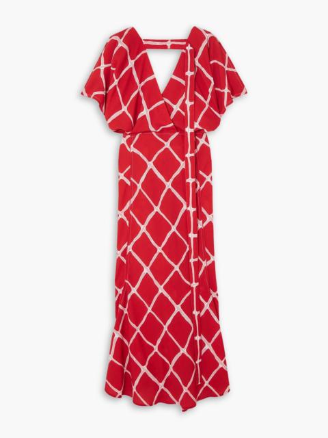 Victoria Beckham Cutout printed crepe de chine maxi dress