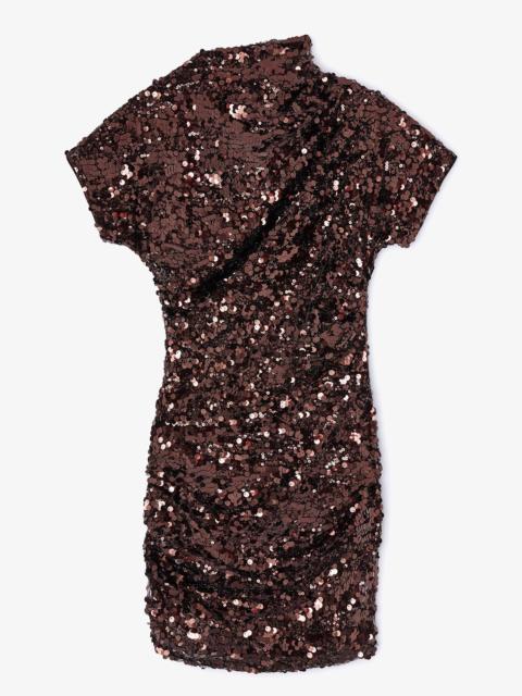 GANNI BROWN SEQUINS MINI DRESS