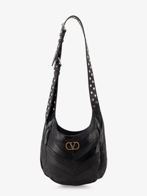Valentino Valentino Garavani Leather Hobo Crossbody Bag With Metal Vlogo Signature