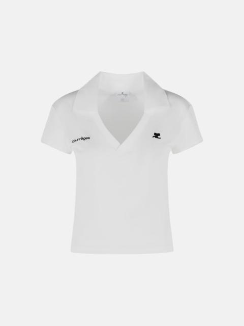 courrèges WHITE POLYESTER POLO SHIRT