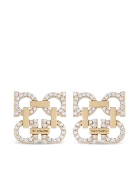 FERRAGAMO Ferragamo Women Crystal Embellished Four Gancini Clip On Earrings