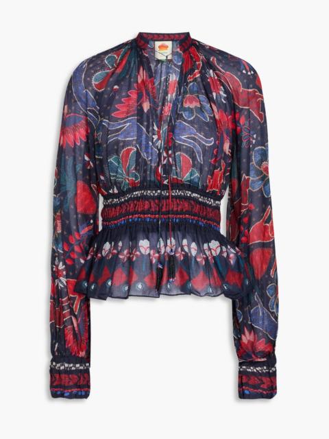 FARM RIO Printed cotton-gauze blouse