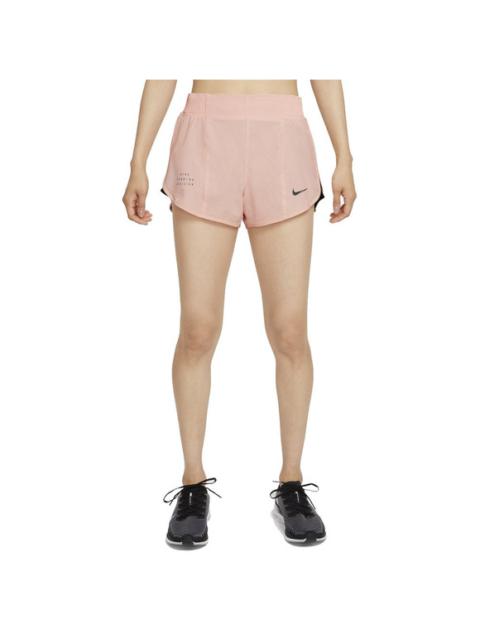Nike Dri-FIT Run Division Tempo Luxe Shorts Zip Panel Round Hem Powder Pink M