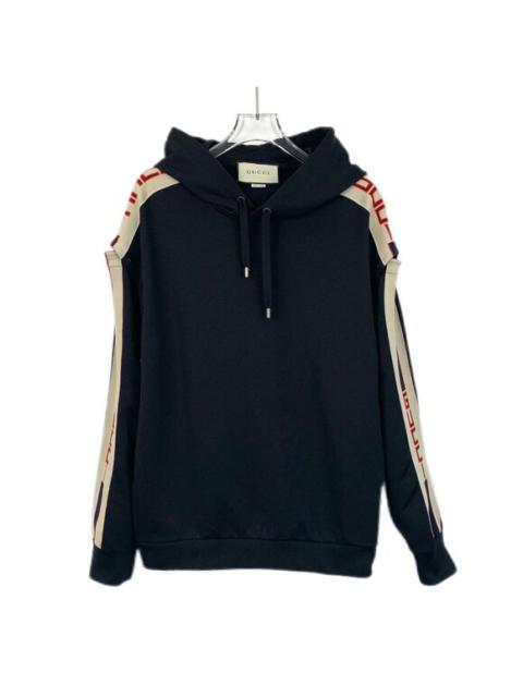 GUCCI Gucci Black Cotton/Polyester Hoodie With Logo Tape Sleeves Size L