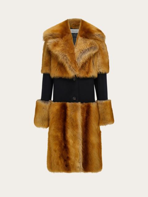 FERRAGAMO Shearling coat with wool inlay