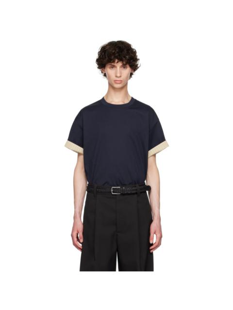 Bottega Veneta Navy & Yellow Double Layer T-Shirt