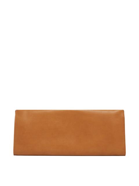 Beige Leather Flat Clutch