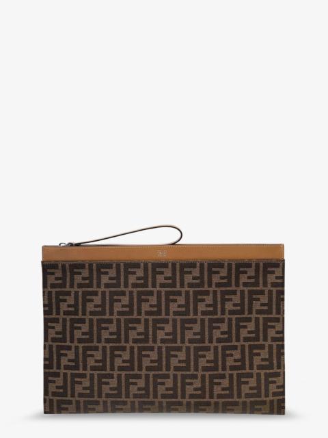 FENDI Fendi Ff Jacquard Fabric Flat Pouch Large
