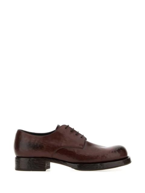 Prada Prada Men Brown Leather Lace-Up Shoes