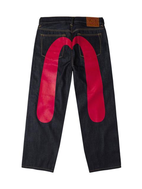 EVISU Red Daicock Print Loose Fit Jeans #2038