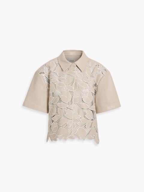 SIMKHAI Robinson cropped guipure lace-paneled shirt