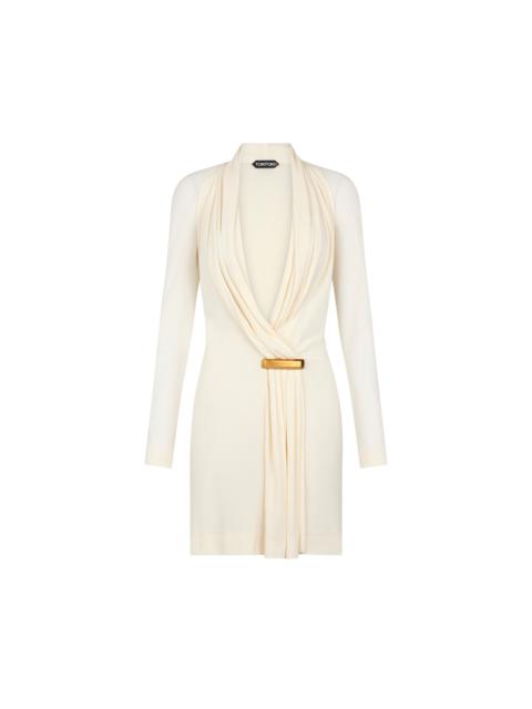 TOM FORD V-NECK LONG SLEEVE COCKTAIL DRESS WITH BAR DETAIL
