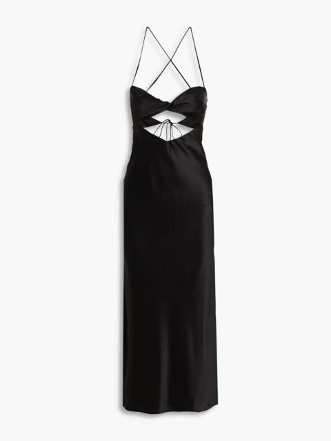 THE SEI Twisted cutout silk-satin maxi dress