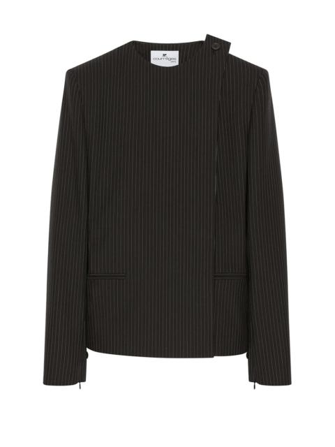 courrèges "BUCKLE PINSTRIPES" JACKET WITH ASYMMETRICAL CLOSURE