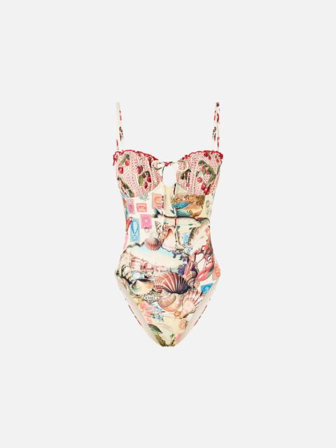 CAMILLA RUCHED CUP UNDERWIRE ONE PIECE WITH TIE FRONT